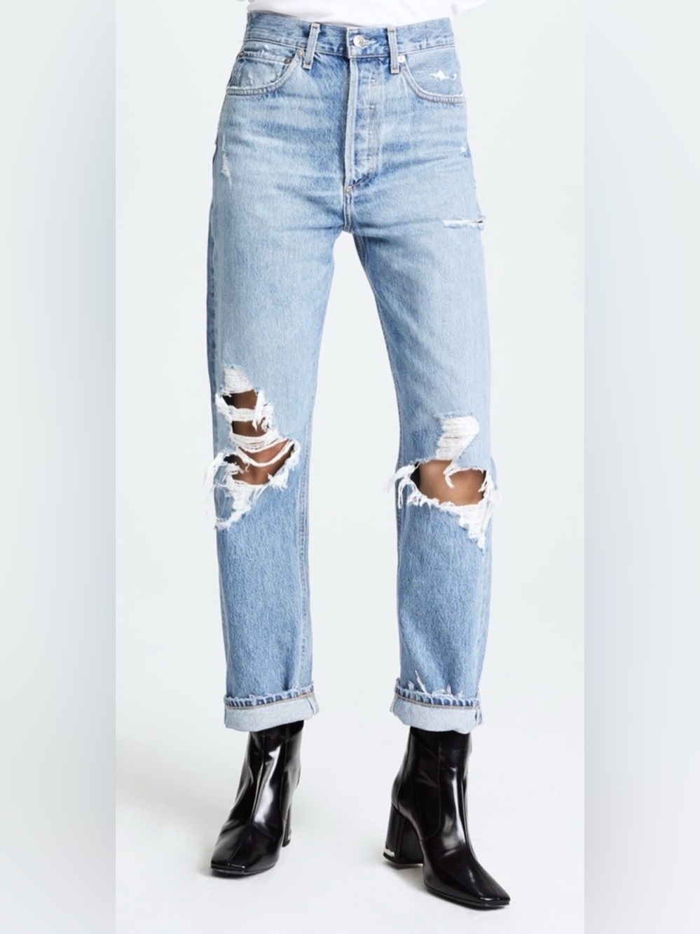 AGOLDE 90s Distressed Light Wash Loose Fit Fall Out Jeans